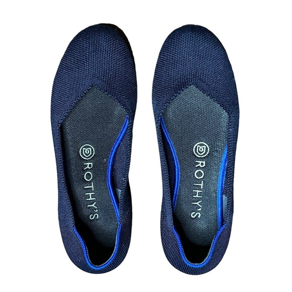 Rothy’s The Flat Rounded Toe Ballet Flat in Navy Blue Size 7 - Picture 2 of 9